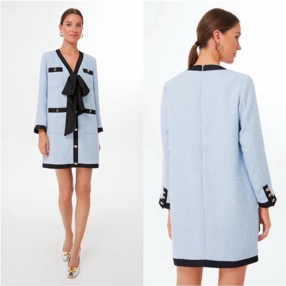 Tuckernuck Dresses & Skirts - Tuckernuck Pomander Place Dress Coco Mini Bow in Light Blue Tweed